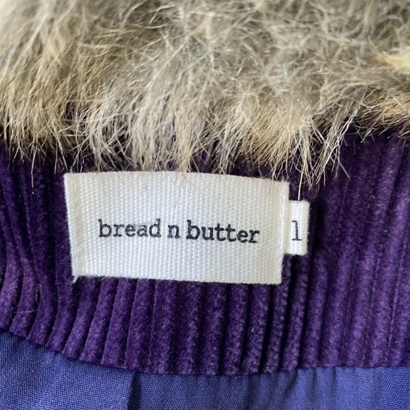 bread n butter Purple Corduroy Faux Fur Trim Mid Length Coat. Sz S - Picture 10 of 16